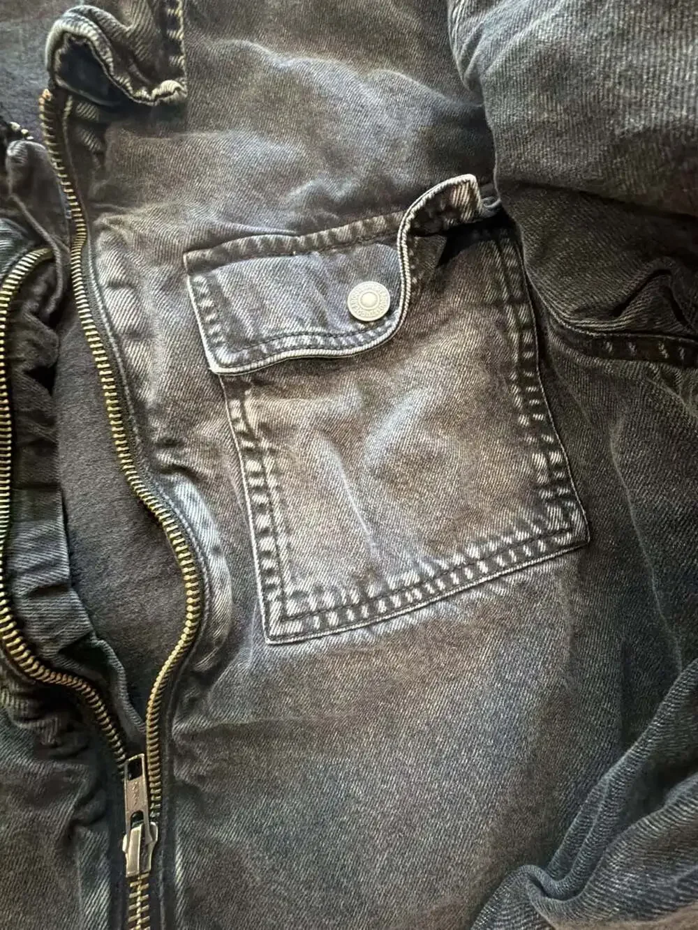 Thereabouts Black Acid Wash Denim Full Zip Utility Shirt Jacket Size L 14H/16H